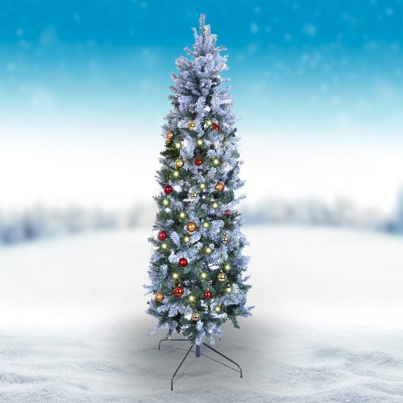 7ft Oncor Allegheny Slim Christmas Tree Artificial – White Frosted Green 700 Tips