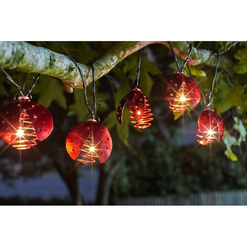 Ladybird Solar Garden String Lights Decoration 10 Warm White LED – 3.8m by Smart Solar