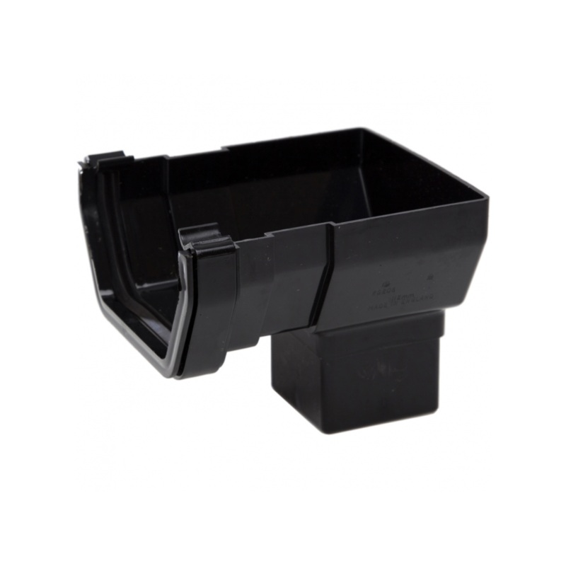 112mm Square Gutter StopEnd Outlet – Polypipe (Black) – RS206B