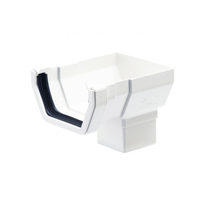 112mm Square Gutter StopEnd Outlet – Polypipe (White) – RS206W