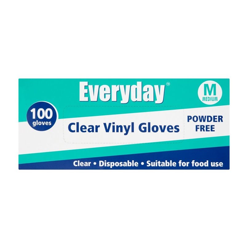 Everyday Disposable Clear Vinyl Gloves – Medium 100 per pack