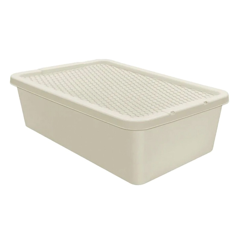 Plastic Storage Box 32 Litres – Beige by Simply Rattan