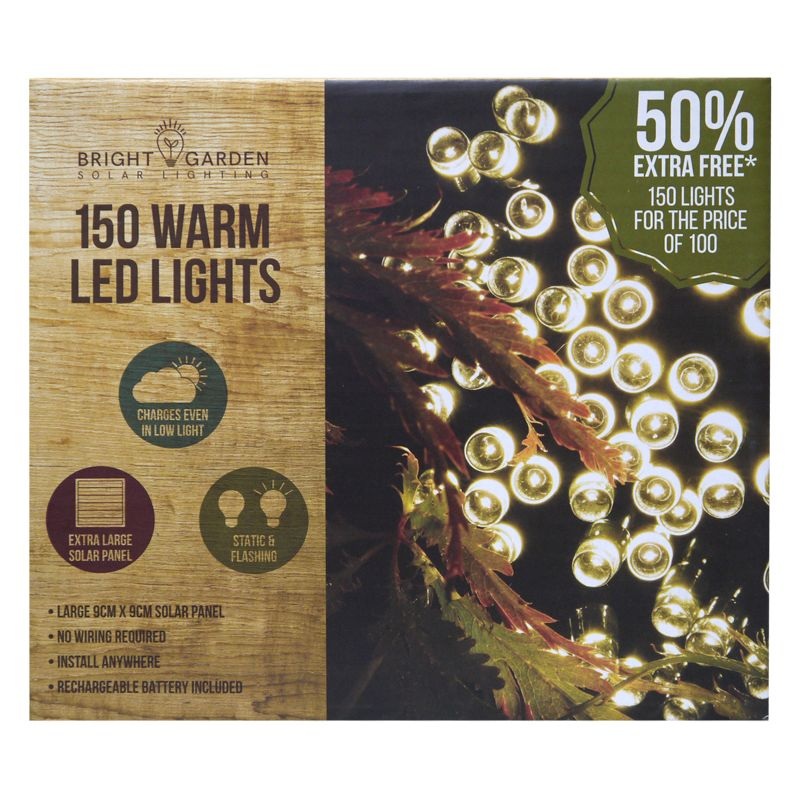 Solar Garden String Lights Decoration 150 Warm White LED – 17.9m by Bright Garden