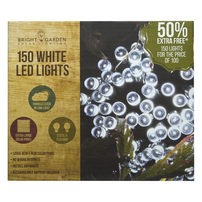 Solar Garden String Lights Decoration 150 White LED – 17.9m by Bright Garden