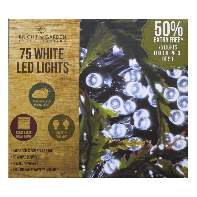 Solar Garden String Lights Decoration 75 White LED – 10.4m by Bright Garden