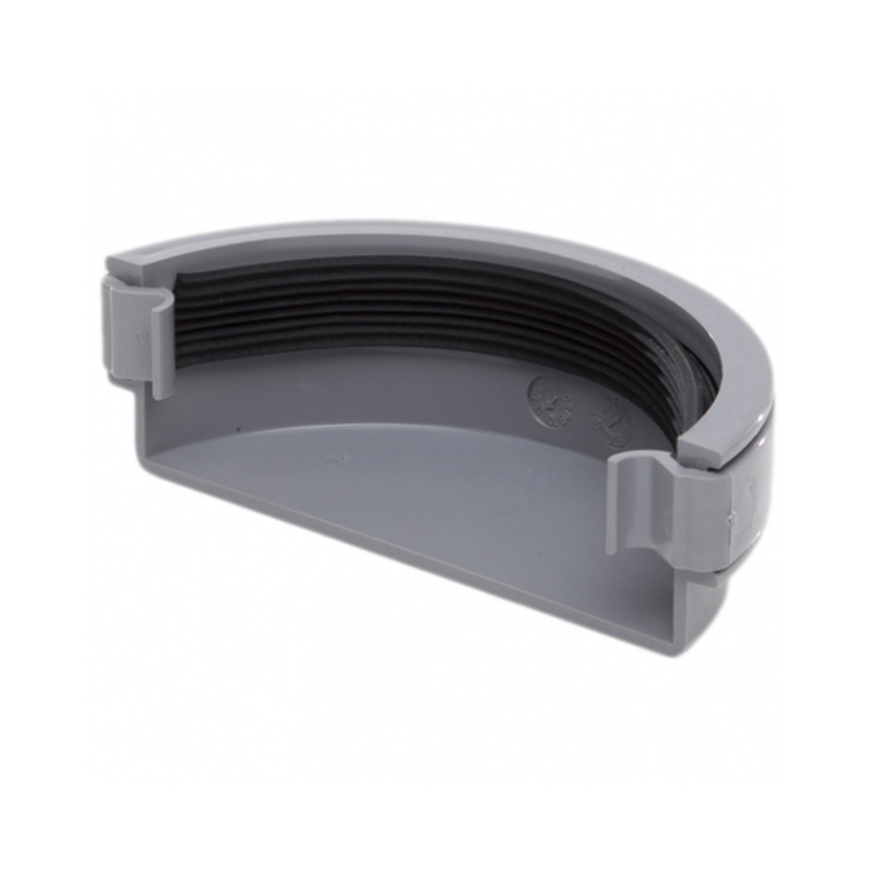 112mm Half Round Gutter External Stop End – Polypipe (Grey)  RR107G