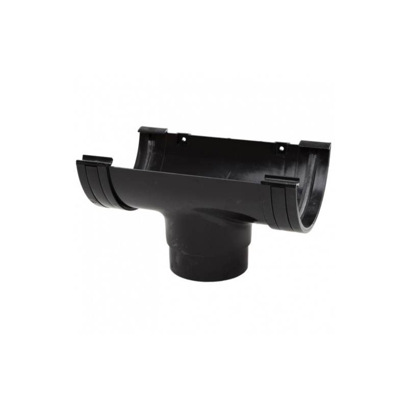 150mm Large Half Round Gutter Running Outlet – Polypipe (Black) – RL605B