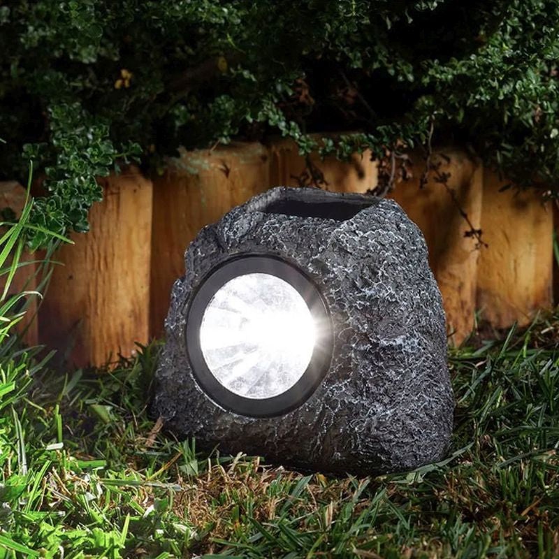 4 Pack Rock Solar Garden Light Ornament Decoration White LED – 10cm by Smart Solar