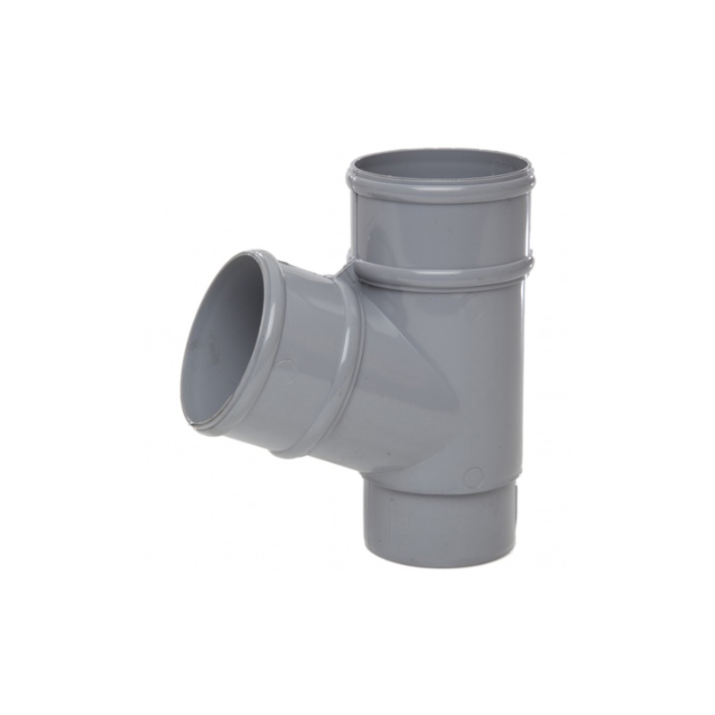 68mm x 112.5 Round Down Pipe Branch – Polypipe (Grey) – RR129G