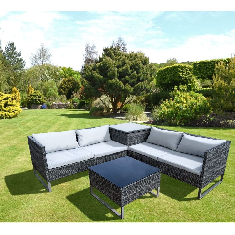 Avignon Garden Sofa Set by Croft – 4 Seats Flat Weave Rattan White