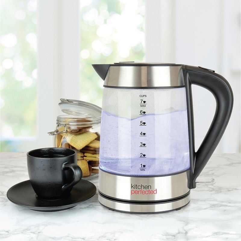 Cordless Glass And Steel Kettle By KitchenPerfected – 1.7 Litre
