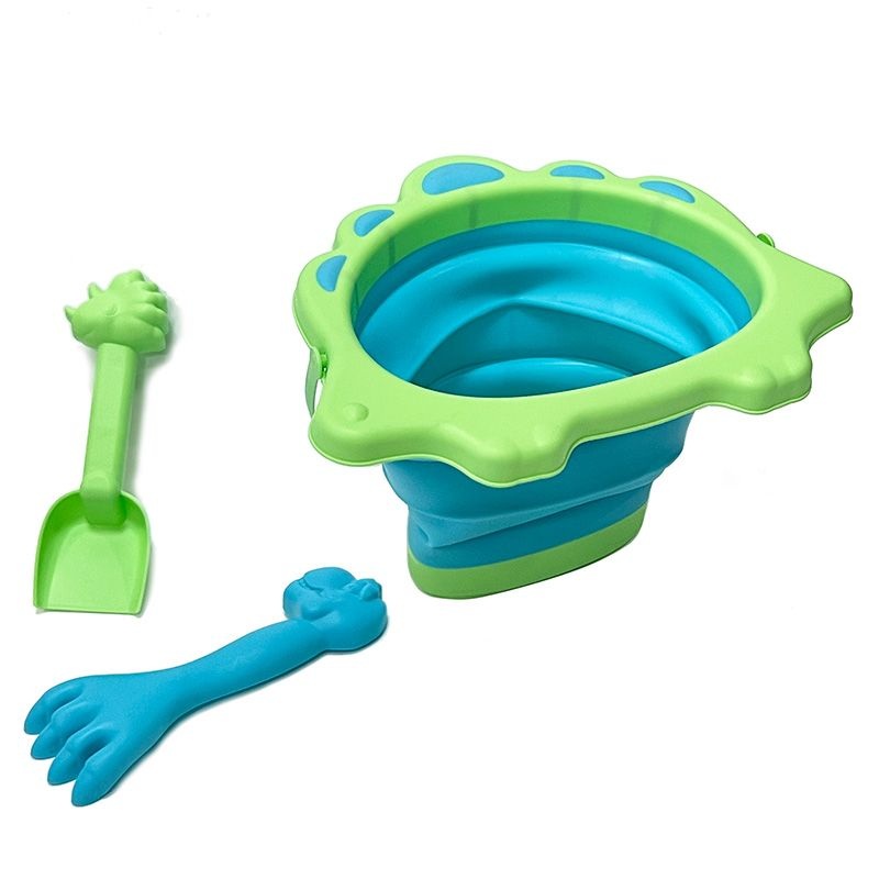Dinosaur Beach Play Set With Collapsible Bucket – Green And Blue