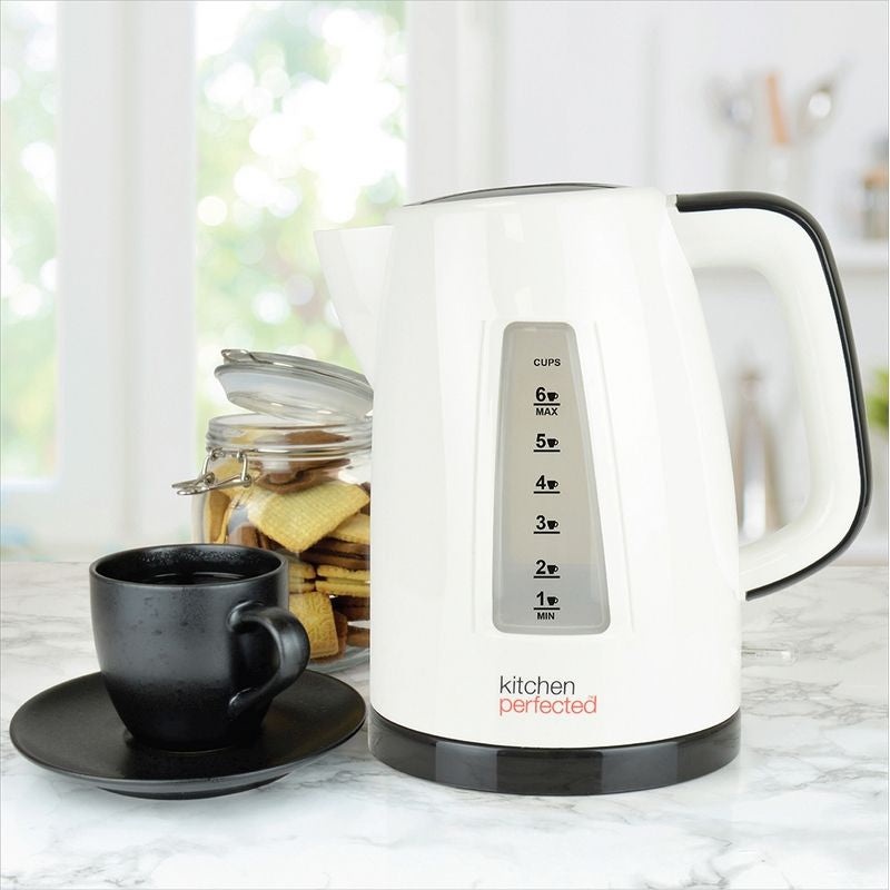 Fast Boil Cordless Kettle By KitchenPerfected – Cream And Black 1.5 Litre