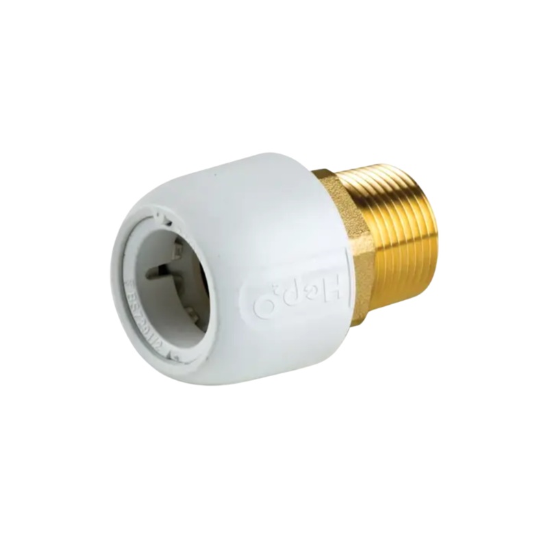 x 15mm Hep2O Brass Male AdaptorBSP Male PushFit – Wavin (White) – HX29/15W