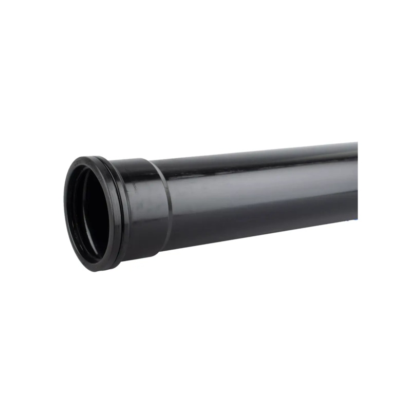 110mm 2m OSMA Ring Seal SingleSocket Soil Pipe – Wavin (Black) – 4S042B