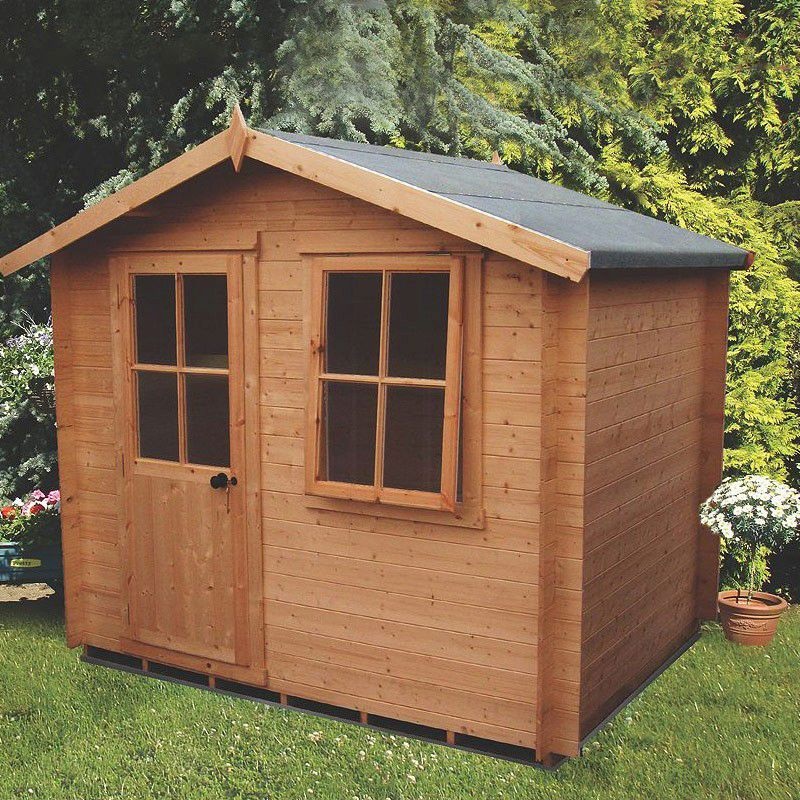 Shire Avesbury 8′ 3 x 7′ 11 Apex Log Cabin – Premium 19mm Cladding Log Clad