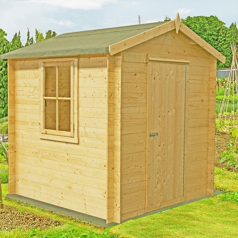 Shire Danbury 8′ 3 x 7′ 11 Apex Log Cabin – Premium 19mm Cladding Log Clad