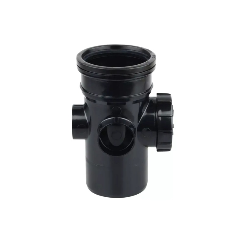 110mm OsmaSoil Ring Seal Single Socket Bossed Access Pipe – Wavin (Black) – 4S274B
