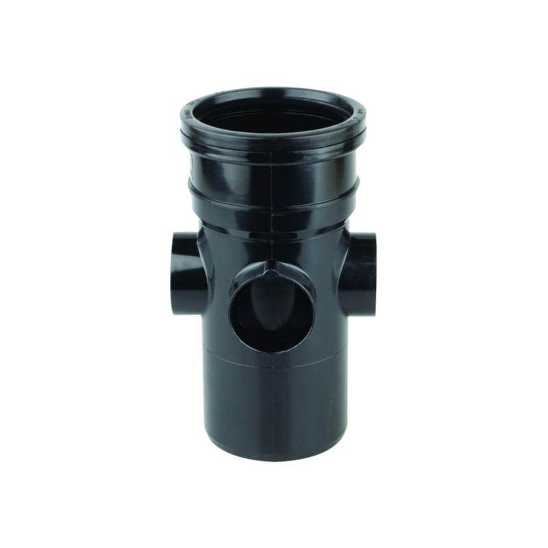 110mm OsmaSoil Ring-Seal Single Socket Bossed Pipe – Wavin (Black) – 4S589B