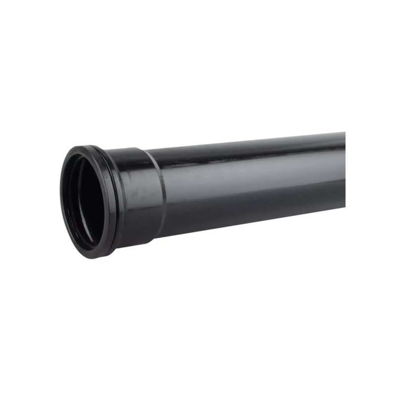 110mm x 3m OsmaSoil Ring-Seal Single-Socket Pipe – Wavin (Black)  4S043B