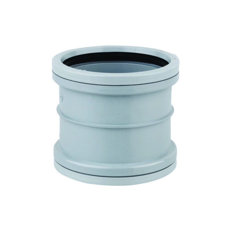 160mm OsmaSoil Ring-Seal Double Socket – Wavin (Grey) – 6S105G