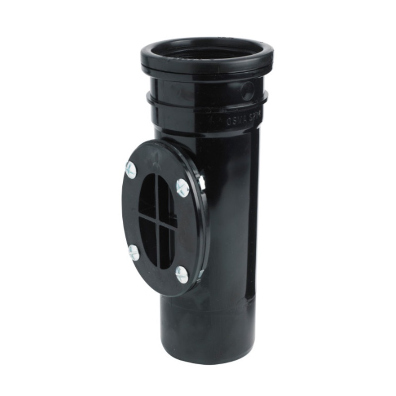 82mm OsmaSoil Ring-Seal Single Socket Access Pipe with Bolted Door – Wavin (Black)  3S274B