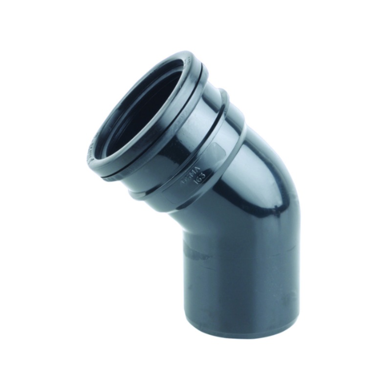 82mm OsmaSoil Ring-Seal Single Socket Bend 45 – Wavin (Black)  3S163B