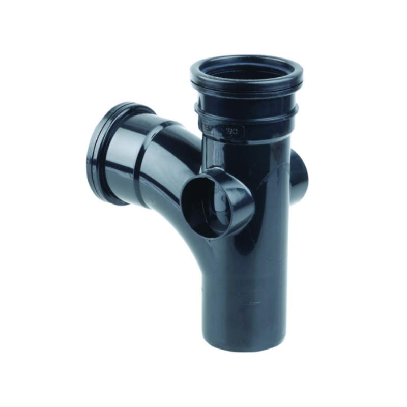82mm OsmaSoil Ring-Seal Single Socket Branch 87.5 – Wavin (Black)  3S190B