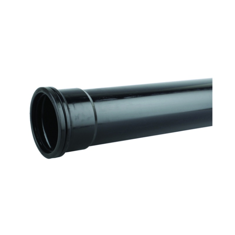 82mm OsmaSoil Ring-Seal Single Socket Pipe 3m – Wavin (Black)  3S043B