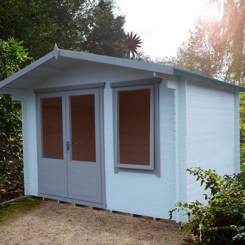 Shire Berryfield 11′ 3 x 11′ 10 Apex Log Cabin – Premium 19mm Cladding Log Clad