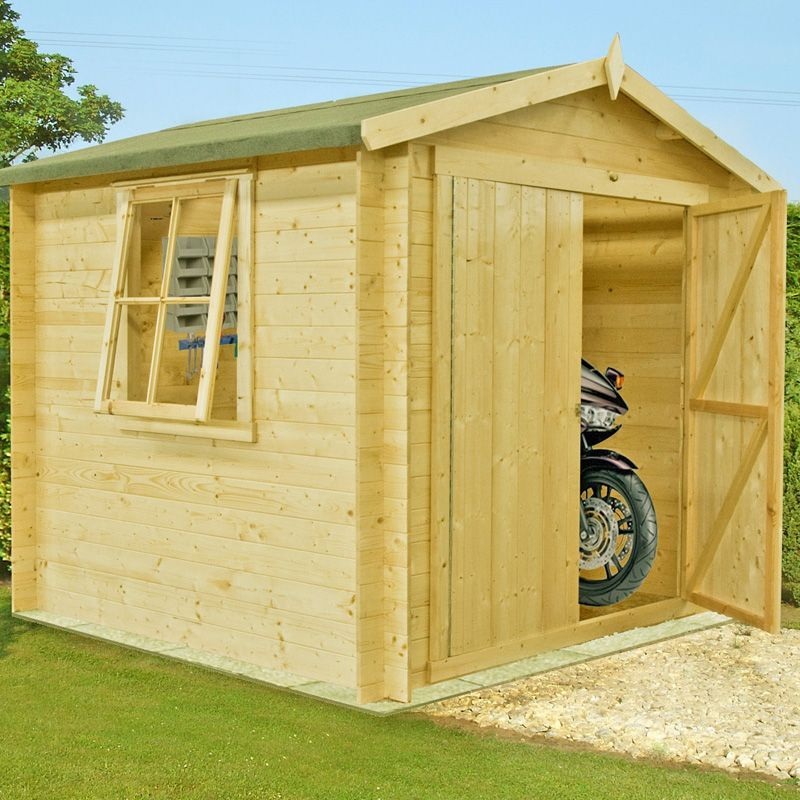 Shire Bradley 9′ 3 x 8′ 11 Apex Log Cabin – Premium 19mm Cladding Log Clad