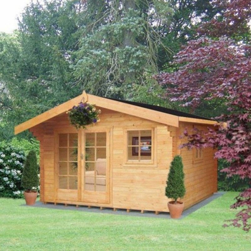 Shire Tunstall 9′ 9 x 13′ 8 Apex Log Cabin – Premium 44mm Cladding Tongue & Groove