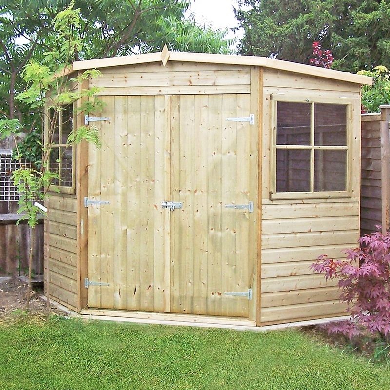Shire Corner 6′ 8 x 6′ 8 Flat Shed – Premium Pressure Treated Shiplap
