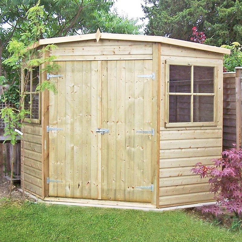 Shire Corner 7′ 4 x 7′ 4 Flat Shed – Premium Pressure Treated Shiplap