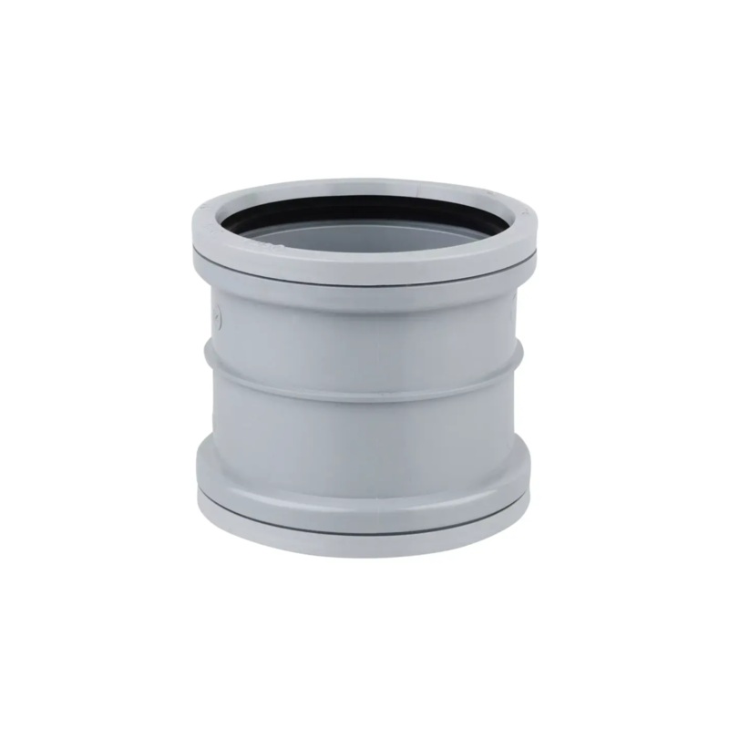 110mm OsmaSoil Ring Seal Double Socket Slip Coupler – Wavin (Grey)  4S105G