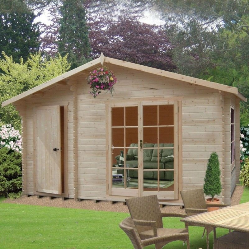 Shire Bourne 13′ 8 x 7′ 10 Apex Log Cabin – Premium 70mm Cladding Tongue & Groove