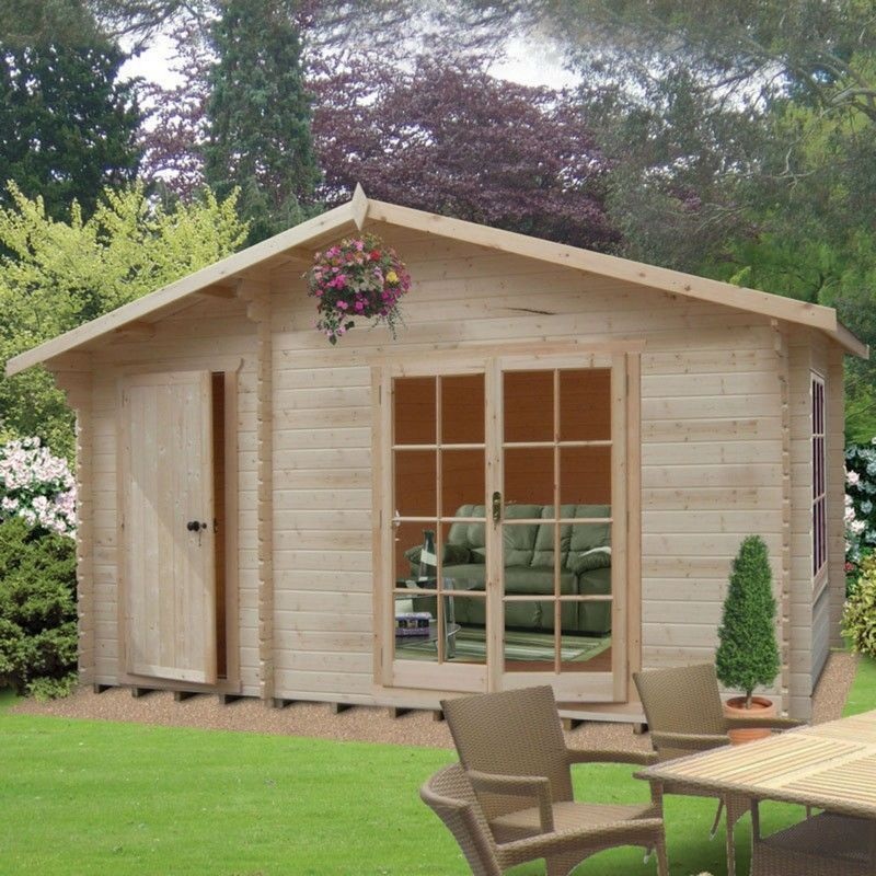 Shire Bourne 13′ 8 x 9′ 9 Apex Log Cabin – Premium 34mm Cladding Tongue & Groove
