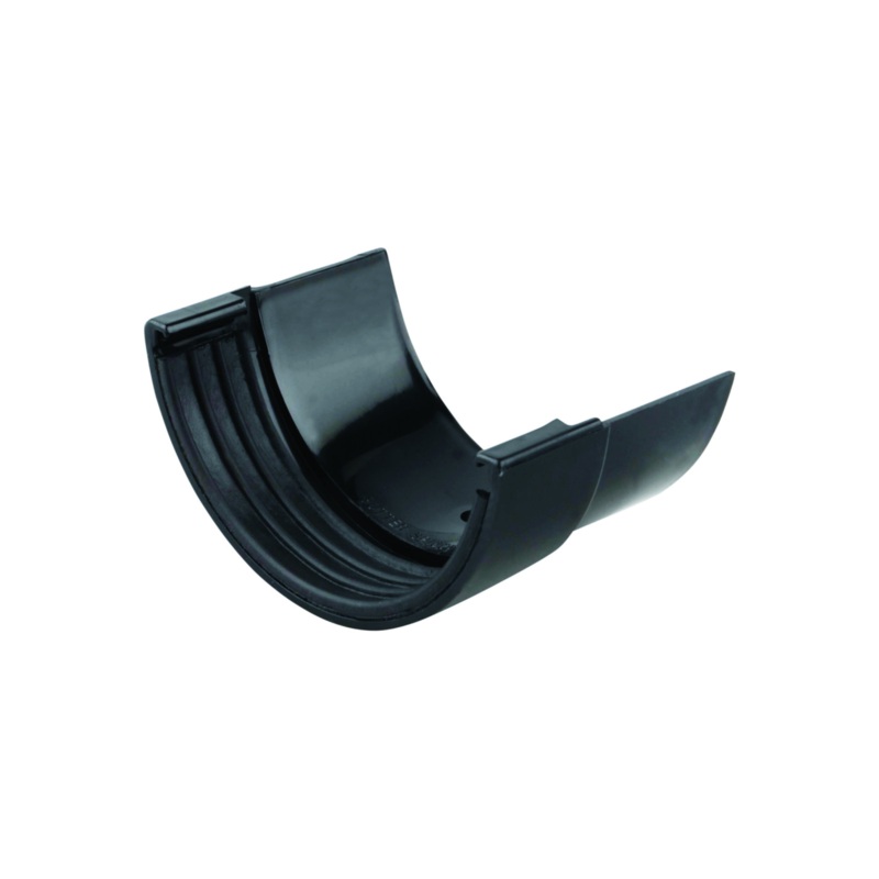 112mm Osma Roundline Connector 4/4.5 Cast Iron Half-Round Gutter – Wavin (Black) – 0T008B