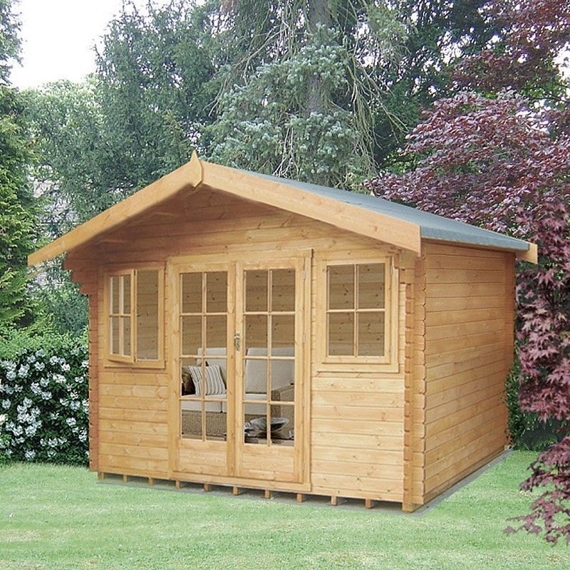 Shire Clipstone 11′ 9 x 11′ 9 Apex Log Cabin – Premium 44mm Cladding Tongue & Groove