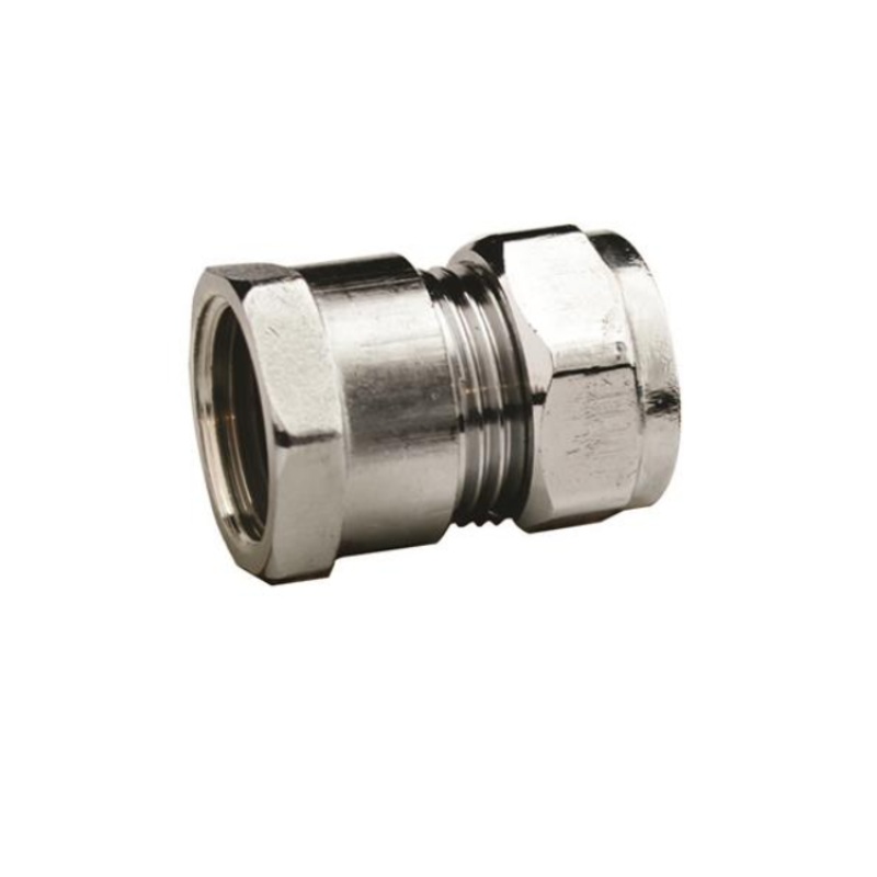 15mm x 1/2 FI Compression Chrome Straight Connector (Chrome)  CCSAF-15D