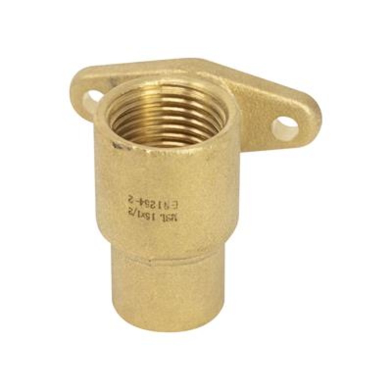 15mm x  BSP Female Endfeed Fitting Wall Plate Elbow with Stop (Copper)  EFWPS-15D